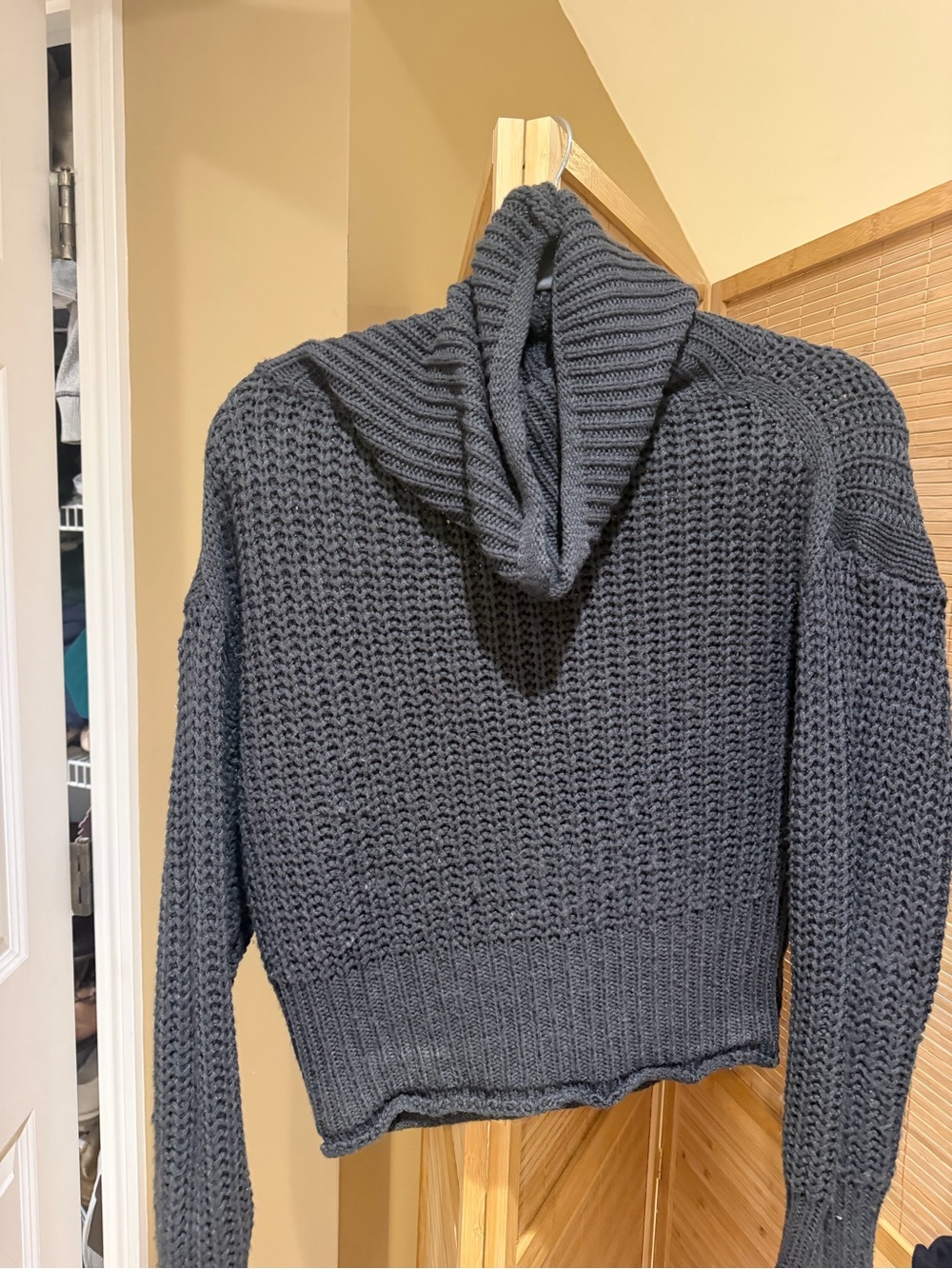 Dark Gray Chunky Knit Cowl Sweater